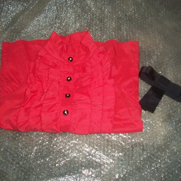 womens tuxedo blouse.Detachable bowtie.button front.ruffled.size Junior large - Picture 3 of 3